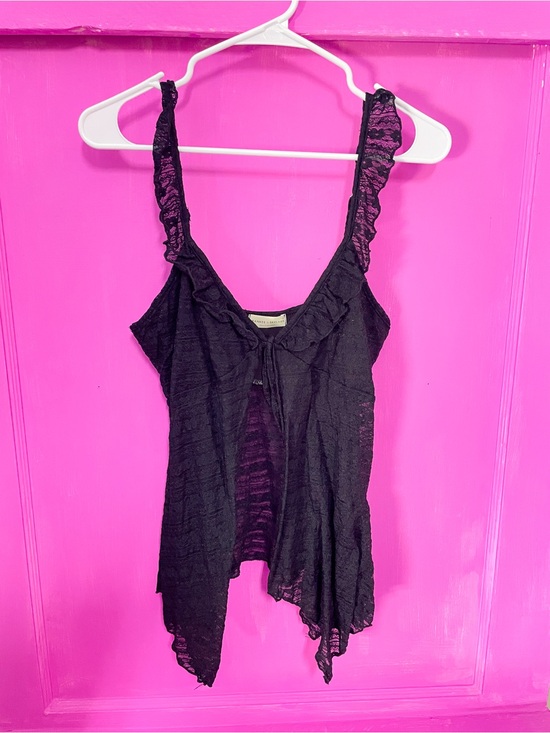 Tops - Black Lace-Trim Sleeveless Top